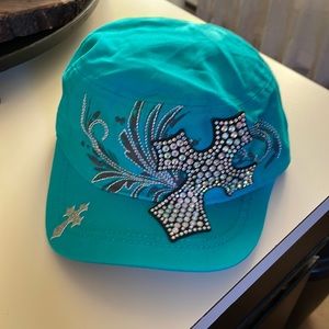 Kbethos teal hat with rhinestones